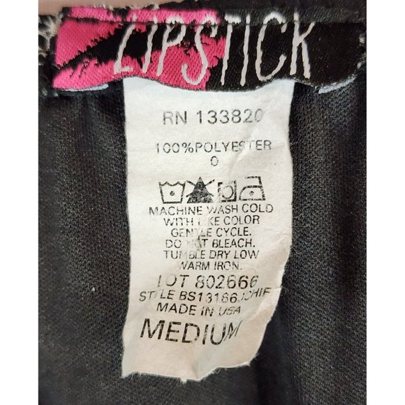 Lipstick Romper Womens Medium Black White Skull Pattern with Lining & String Tie - Picture 3 of 9